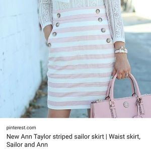 NWT LOFT High Waisted Striped Pink Pencil Skirt